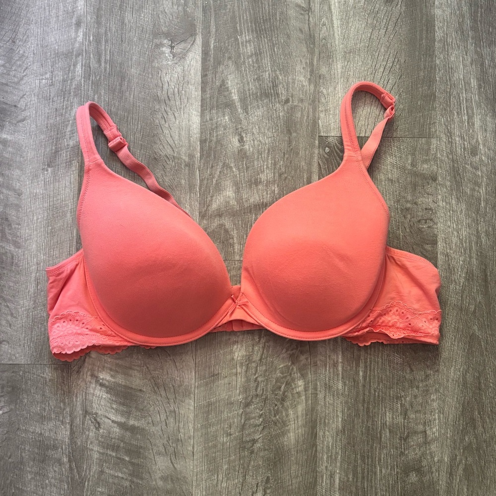 Cacique Pink Lace Trim Bra